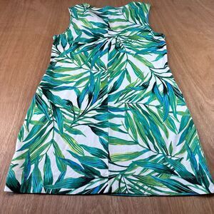 New York & Company Tropical Leaf Print Shift Dress Pockets Size L